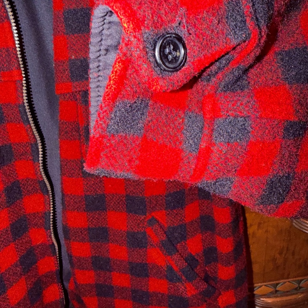 Vintage Woolrich Men's Red & Black Buffalo Check Field Jacket - Picture 4 of 5